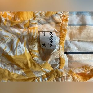 Sonoma babydoll tank top. yellow with leaves pattern, girls size 10